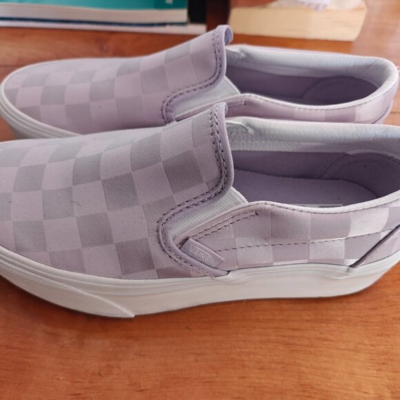 Vans Lavender Checkered Slip-On Sneakers - Picture 2 of 5